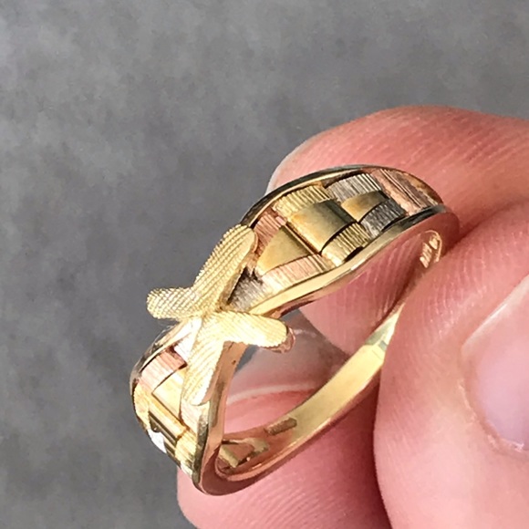Tri color 14k gold ring